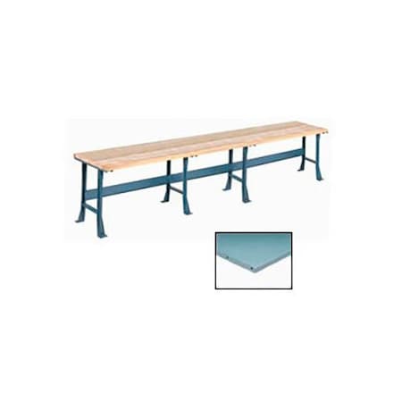Global Industrial Production Workbench w/ Steel Square Edge Top, 180inW x 30inD, Gray 500302